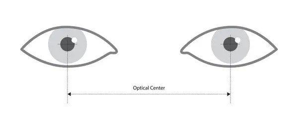 光学センター測定テンプレートアイフレームグラスファッションアクセサリー医療イラスト 雄大な距離 サングラスのフロントビューシルエットスタイル レンズスケッチスタイルのアウトライン付き平らな眼鏡 ベクターグラフィックス