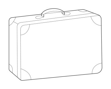 Çanta seyahat çantası çanta silueti. Moda aksesuarı teknik illüstrasyon. Erkekler, kadınlar, unisex tarzı, düz çanta CAD taslak taslağı için vektör önü 3-4 görünümü izole edilmiş