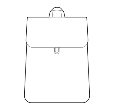 Slim Shape sırt çantası siluet çanta. Moda aksesuarı teknik illüstrasyon. Vector okul çantası Erkek, kadın, unisex tarzı, düz el çantası, CAD taslak çizimi izole edilmiş