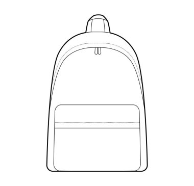 Kâşif sırt çantası silueti. Moda aksesuarı teknik illüstrasyon. Vector okul çantası Erkek, kadın, unisex tarzı, düz el çantası, CAD taslak çizimi izole edilmiş