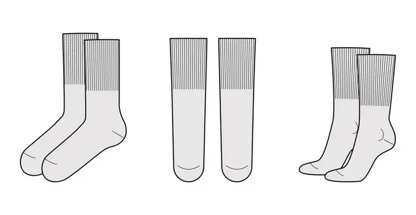 Mid Calf Socks Wide Elastic Band Length Set Fashion Hosiery — Vector de stock