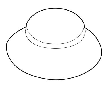 Bandanalı mantar şapkası. Summer Head Moda aksesuar şapkası ve geniş kenarlı kıyafet teknik çizimi. Erkekler, kadınlar için vektör başlığı, unisex tarzı, düz şablon CAD taslak taslağı izole edilmiş