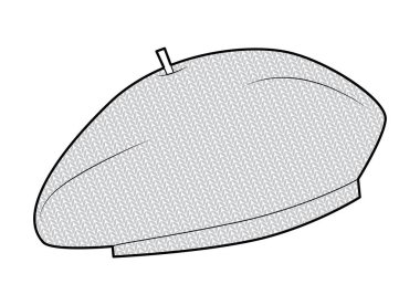 Örgü bereli şapka. Kış Başı Moda Aksesuarları Teknik Resim. Erkekler, kadınlar için vektör başlığı, unisex tarzı, düz şablon CAD taslak taslağı izole edilmiş