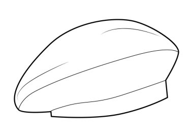 Yapılandırılmış bereli şapka. Kış Başı Moda Aksesuarları Teknik Resim. Erkekler, kadınlar için vektör başlığı, unisex tarzı, düz şablon CAD taslak taslağı izole edilmiş