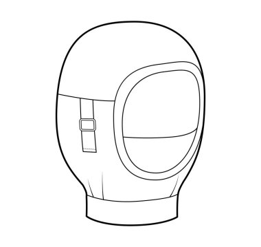 Kar maskeli şapkayı koru. Kış Örgü Baş Moda Aksesuar Kıyafet Teknik Resim. Erkekler, kadınlar için vektör başlığı, unisex tarzı, düz şablon CAD taslak taslağı izole edilmiş