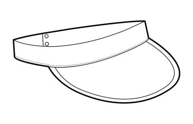 Tepeli güneşlik kapağı. Summer Head Moda Aksesuar Şapka Teknik Resim. Erkekler, kadınlar için vektör başlığı, unisex tarzı, düz şablon CAD taslak taslağı izole edilmiş