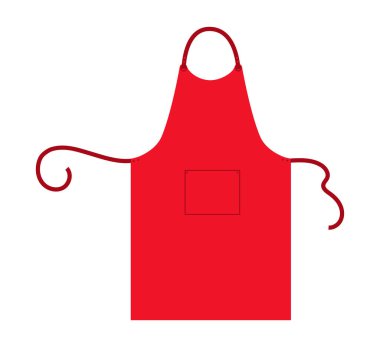 Sommelier Apron tipik A biçimli atımlar teknik moda illüstrasyonları. Kırmızı çizgi film için şef üniforması düz çizim dış görünüş taslak şablonu. Kadın ve erkek unisex CAD modelleri izole edildi