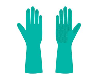 Aqua lastik temizleme koruyucu eldivenler moda aksesuar teknik illüstrasyon giysisi. Bulaşık yıkama vektörü ön avucu erkekler, kadınlar, unisex düz çizgi film tarzı beyaz üzerine izole