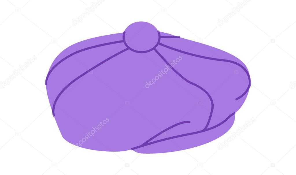 Tam o Shanter Cap. Hat for Head Fashion accessory clothing technical illustration. Vector headgear for Men, women, unisex style, flat template CAD mockup sketch outline isolated