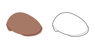 Düz Ivy Cap ve Peak. Ascot Hat for Head Fashion aksesuar giyim teknik illüstrasyonu. Erkekler, kadınlar için vektör başlığı, unisex tarzı, düz şablon CAD taslak taslağı izole edilmiş