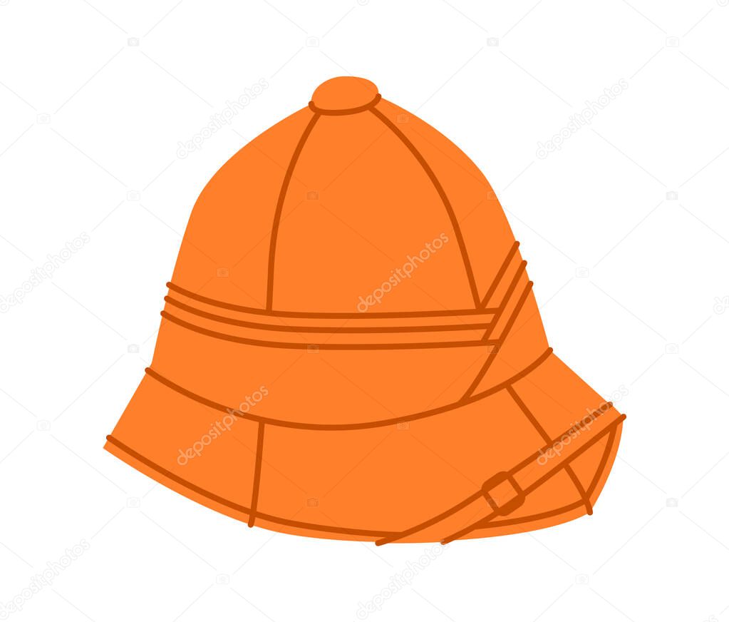 Pith Helmet. Safari Explorer Head Fashion accessory cap clothing technical illustration. Vector headgear for Men, women, unisex style, flat template CAD mockup sketch outline isolated