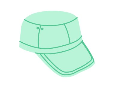 Field Army Cap Şapka Yaz Başı Moda Aksesuarları Teknik Resim. Erkekler, kadınlar için vektör başlığı, unisex tarzı, düz şablon CAD taslak taslağı izole edilmiş