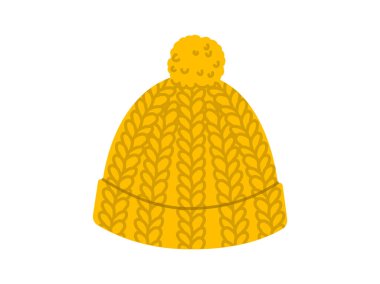 Pompalı Bobble Hat. Kış Başı Moda Aksesuar Kıyafet Tekniği. Erkekler, kadınlar için vektör başlığı, unisex tarzı, düz şablon CAD taslak taslağı izole edilmiş