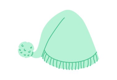 Gecelik şapkalı ponpon kız. Kış Başı Moda Aksesuar Kıyafet Tekniği. Erkekler, kadınlar için vektör başlığı, unisex tarzı, düz şablon CAD taslak taslağı izole edilmiş