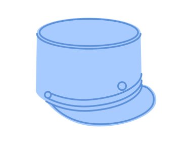 Kepi Şapka. Baş Moda Aksesuar Şapkası ve flep giyim tekniği. Erkekler, kadınlar için vektör başlığı, unisex tarzı, düz şablon CAD taslak taslağı izole edilmiş