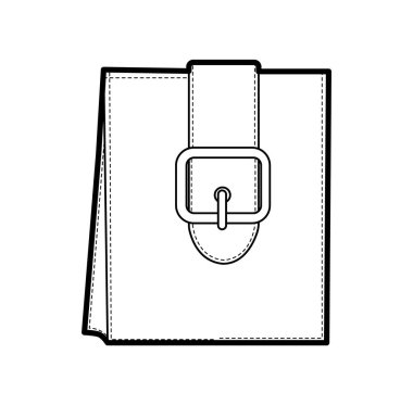 Lift-Away Pocket teknik moda illüstrasyonu. Düz giysi şablonu ön görünüm. Kadın ve erkek unisex tarzı öğe CAD modeli beyaz arka planda izole edildi 