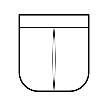 Ters Pilili Yuvarlak Cep Teknik Moda İllüstrasyonu. Düz giysi şablonu ön görünüm. Kadın ve erkek unisex tarzı öğe CAD modeli beyaz arka planda izole edildi 