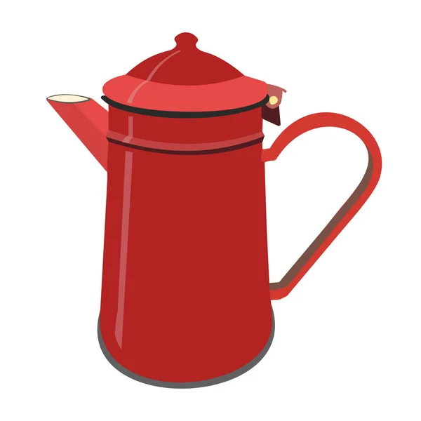 Red Coffee Jug Flat Design Cut Out Coffee Pot Icon — Stock Vector