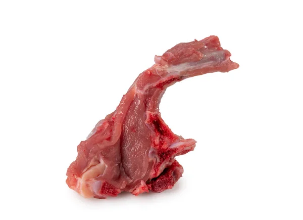 Raw Fresh Lamb Loin Chop Isolated White Clipping Path — Stock Photo, Image