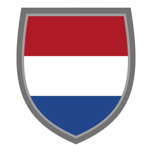 Štít Barvami Vlajky Nizozemska Holandský Štít Vystřižen Původní Rgb Barva — Stockový vektor