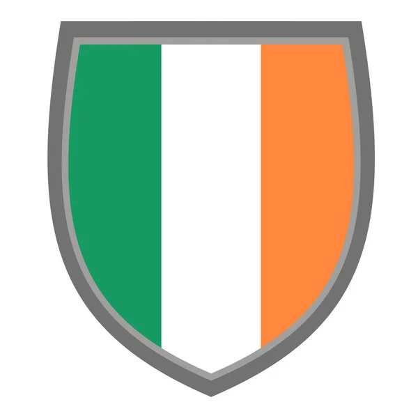 Escudo Com Cores Bandeira Irlanda Ícone Escudo Irlandês Cortado Cor — Vetor de Stock
