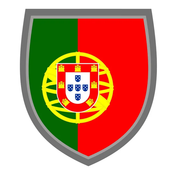 Štít Barvami Portugalské Vlajky Originální Rgb Barva Ikona Portugalský Štít — Stockový vektor
