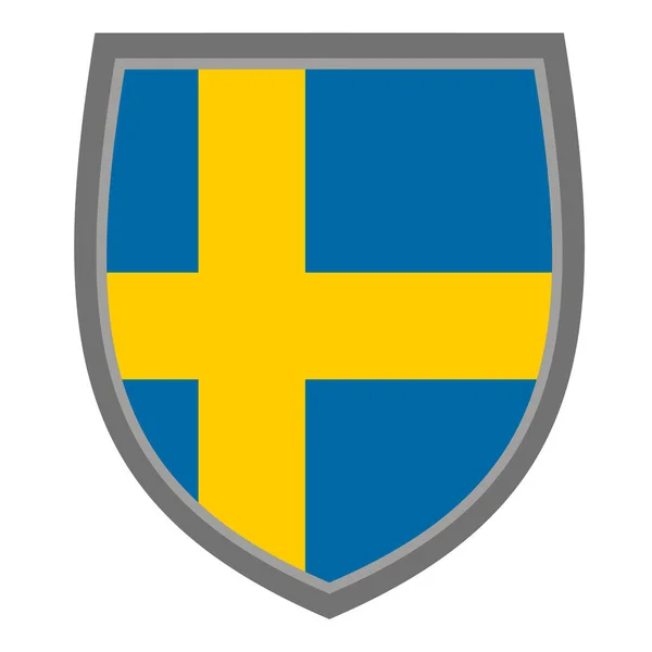 Tarcza Kolorami Szwedzkiej Flagi Oryginalny Kolor Rgb Ikona Szwedzka Tarcza — Wektor stockowy