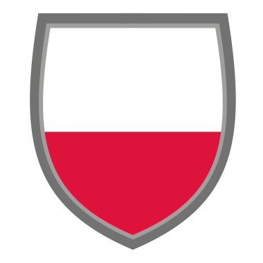 Polonya bayrağının renklerine sahip kalkan - orijinal RGB rengi - simge Polonya kalkanı çıkarıldı