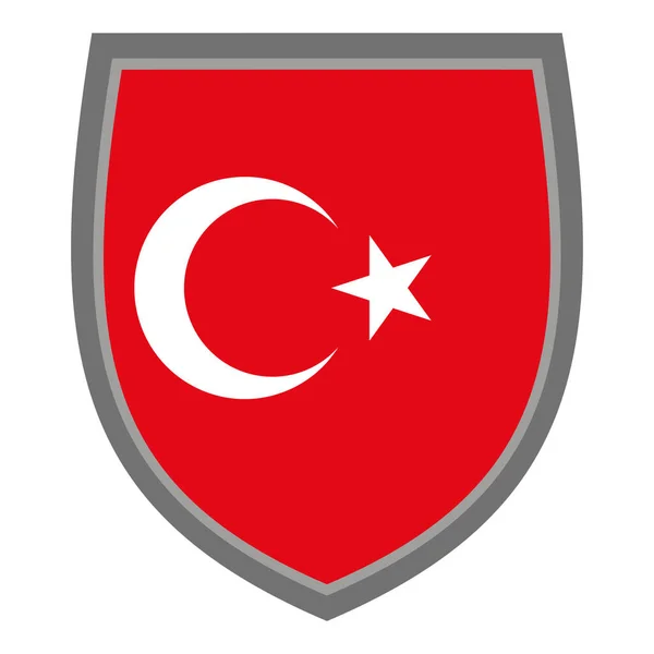 トルコの旗の色を持つシールド 元のRgbの色 アイコントルコのシールドをカット — ストックベクタ