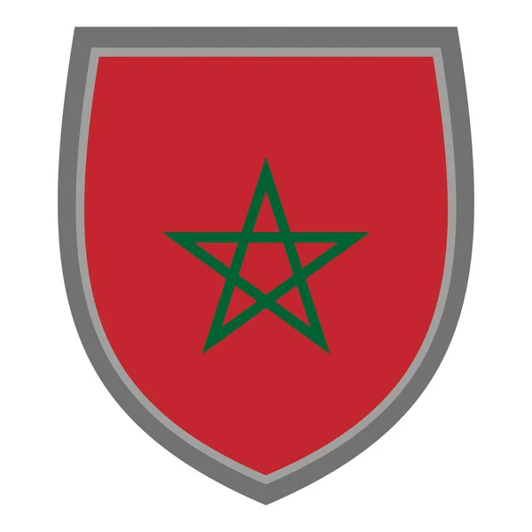 Escudo Con Los Colores Bandera Marruecos Color Rgb Original Icono — Vector de stock