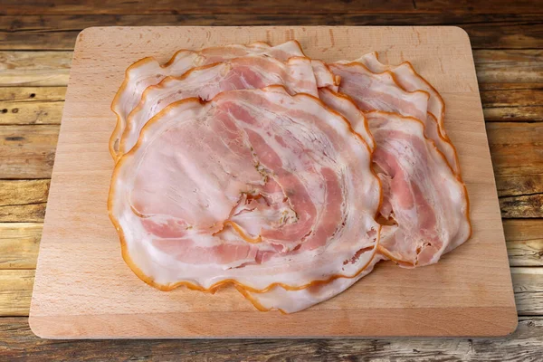 Porchetta Roast Pork Slices Wooden Cutting Board Cut Out Wooden —  Fotos de Stock