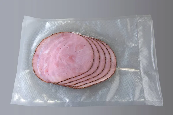Pepper Flavoured Smoked Ham Slices Roast Pork Vacuum Pack Sous — 스톡 사진