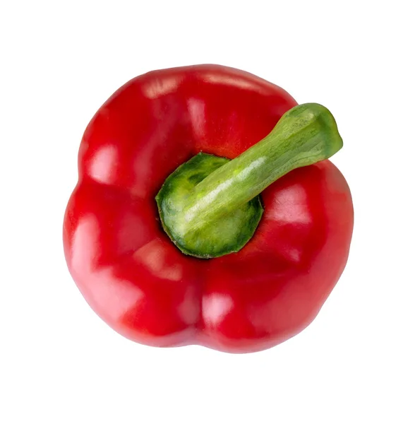 Red Pepper Top View Isolated White Clipping Path Included Bell — 스톡 사진