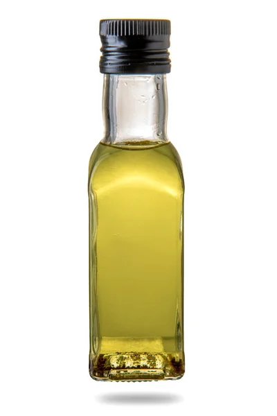 Olivový Olej Ochucený Strouhaným Černým Lanýžem Malé Skleněné Lahvičce Izolované — Stock fotografie