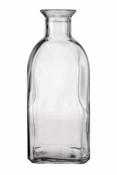 Bouteille Verre Vide Pour Whisky Spiritueux Isolé Sur Blanc Avec — Photo