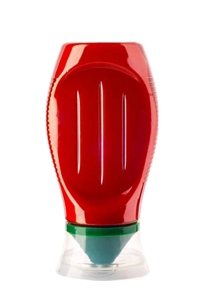 Bottiglia Plastica Ketchup Isolato Bianco Con Percorso Ritaglio — Foto Stock