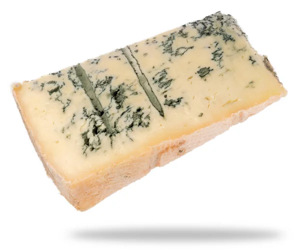Italian Gorgonzola Cheese Slice Blue Mold Cheese Isolated White Clipping — Stock Photo, Image