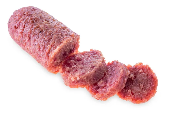 Sliced Sausage Italian Cotechino Isolated White Clipping Path — Stock Photo, Image