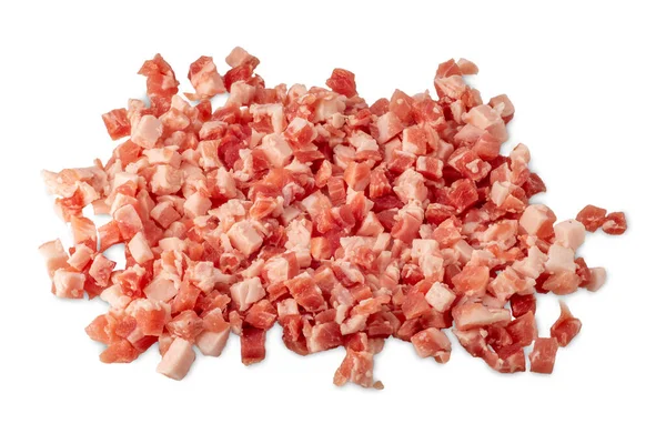Högen Tärnad Bacon Isolerad Vitt Med Klippbana Ingår — Stockfoto