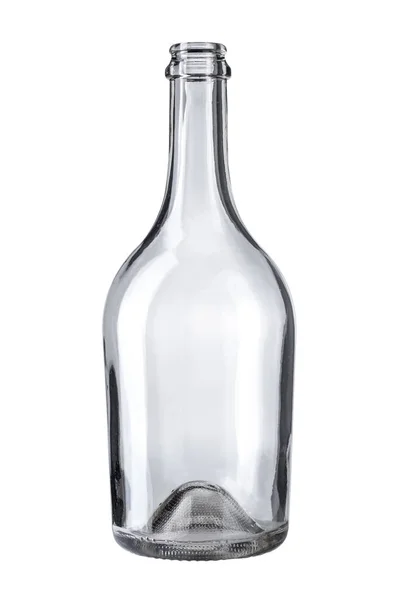 Empty Champagnotta Type Clear Glass Bottle Isolated White Clipping Path — Stock Photo, Image