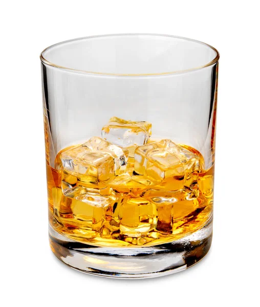 Whisky Klipporna Glas Whisky Eller Amerikansk Kentucky Bourbon Med Isbitar — Stockfoto
