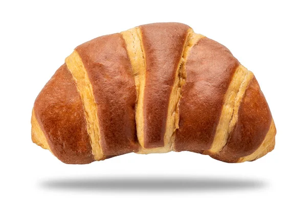 Čokoládový Krémový Croissant Izolovaný Bílém Odstřihovací Pěšinou — Stock fotografie
