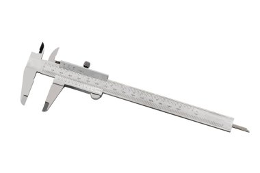 Vernier kalibreli metrik ve inç ölçekli beyaz, kırpma yolu dahil