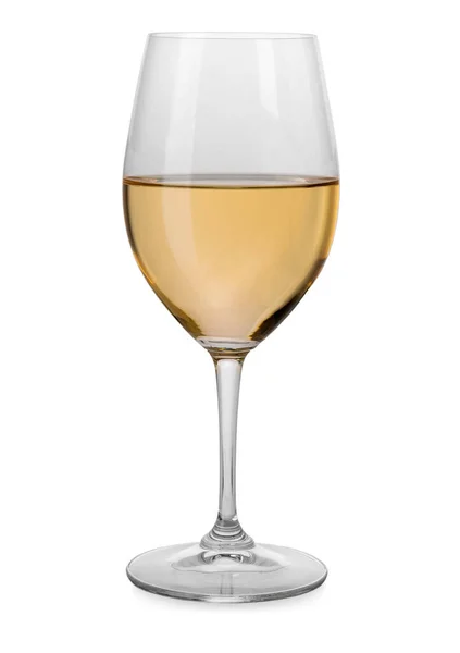Beyaz Şarap Kadehi Beyaz Üzerine Izole Edilmiş Kırpma Yolu Dahil — Stok fotoğraf