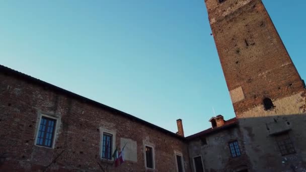 Carmagnola Torino Talya Kasım 2022 Antik Carmagnola Şatosunun Içindeki Belediye — Stok video