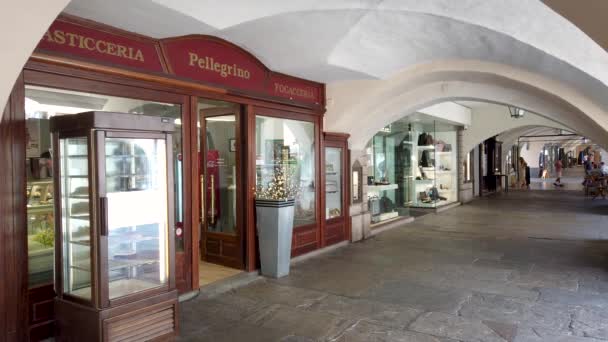 Cuneo Piémont Italie Août 2023 Vue Des Arcades Typiques Sous — Video