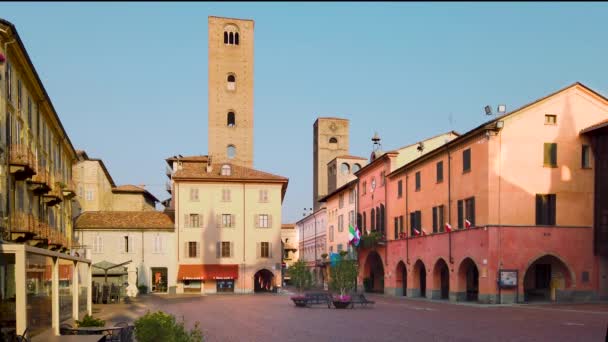 Alba Langhe Piemonte Itália Agosto 2023 Piazza Risorgimento Centro Histórico — Vídeo de Stock