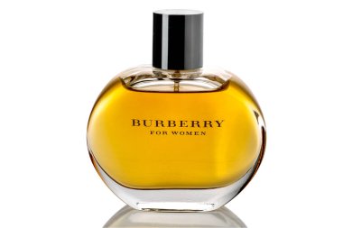 Fransa - 21 Eylül 2023: Kadınlar için Burberry eau de parfüm, beyaz üzerine izole edilmiş 100 ml şişe, kırpma yolu dahil