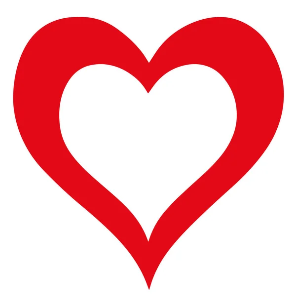 Κόκκινη Καρδιά Επίπεδη Σχεδίαση Διαφάνεια Στο Κέντρο — Διανυσματικό Αρχείο