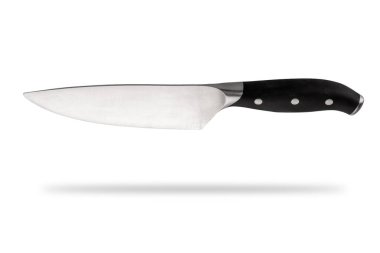 Kırpma yolu dahil olmak üzere mutfak ya da aşçı bıçağı beyaza izole edildi